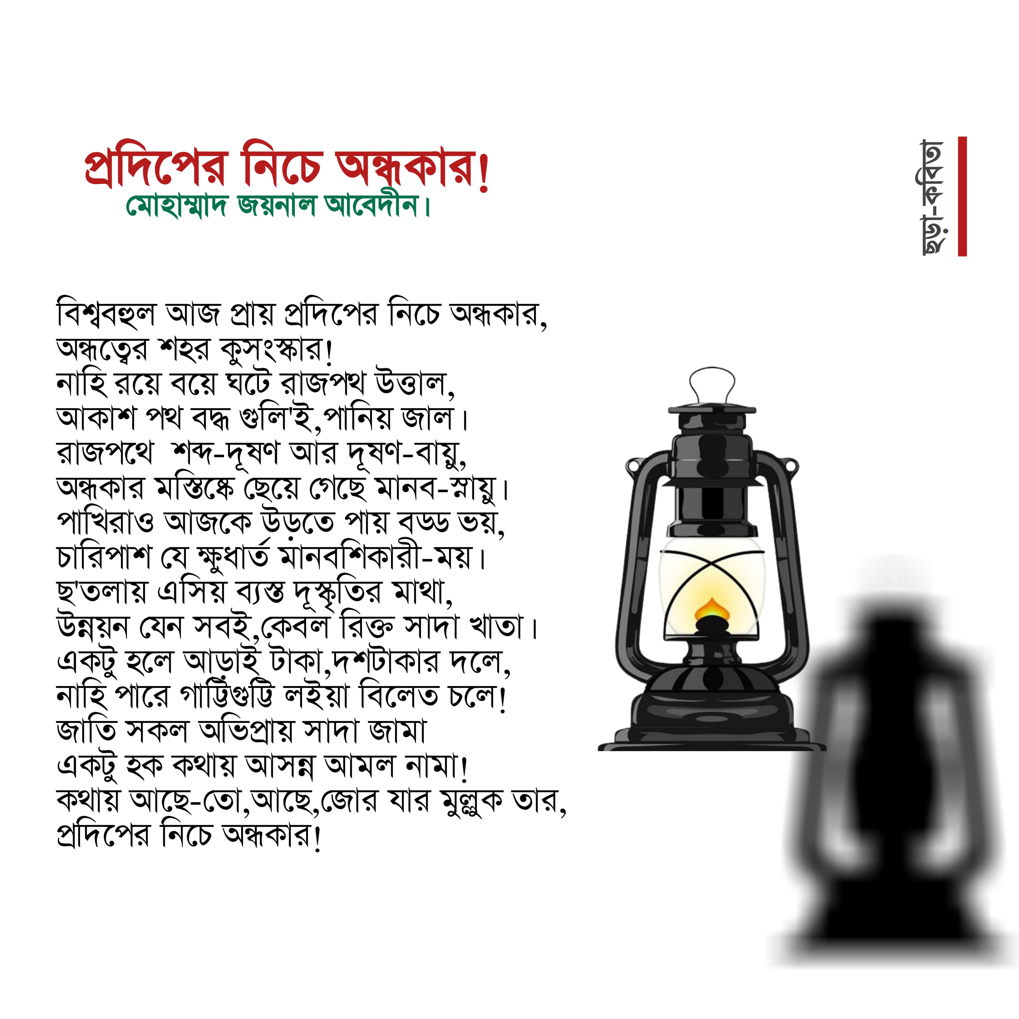 Mohammad Joynal Abedin Poem Prodiber niche Ondhokar